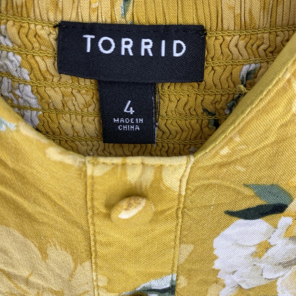 Torrid 4X Goldenrod Floral Midi Dress Boho Plus Size Yellow Maxi Style Summer - Picture 5 of 10